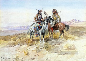  Marion Deco Art - On the Prowl Indians western American Charles Marion Russell